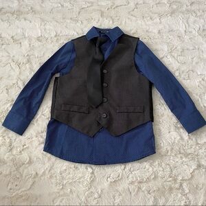 George Toddler Boys Blue/Gray 3-Piece Shirt/Tie/Vest Set Size 4